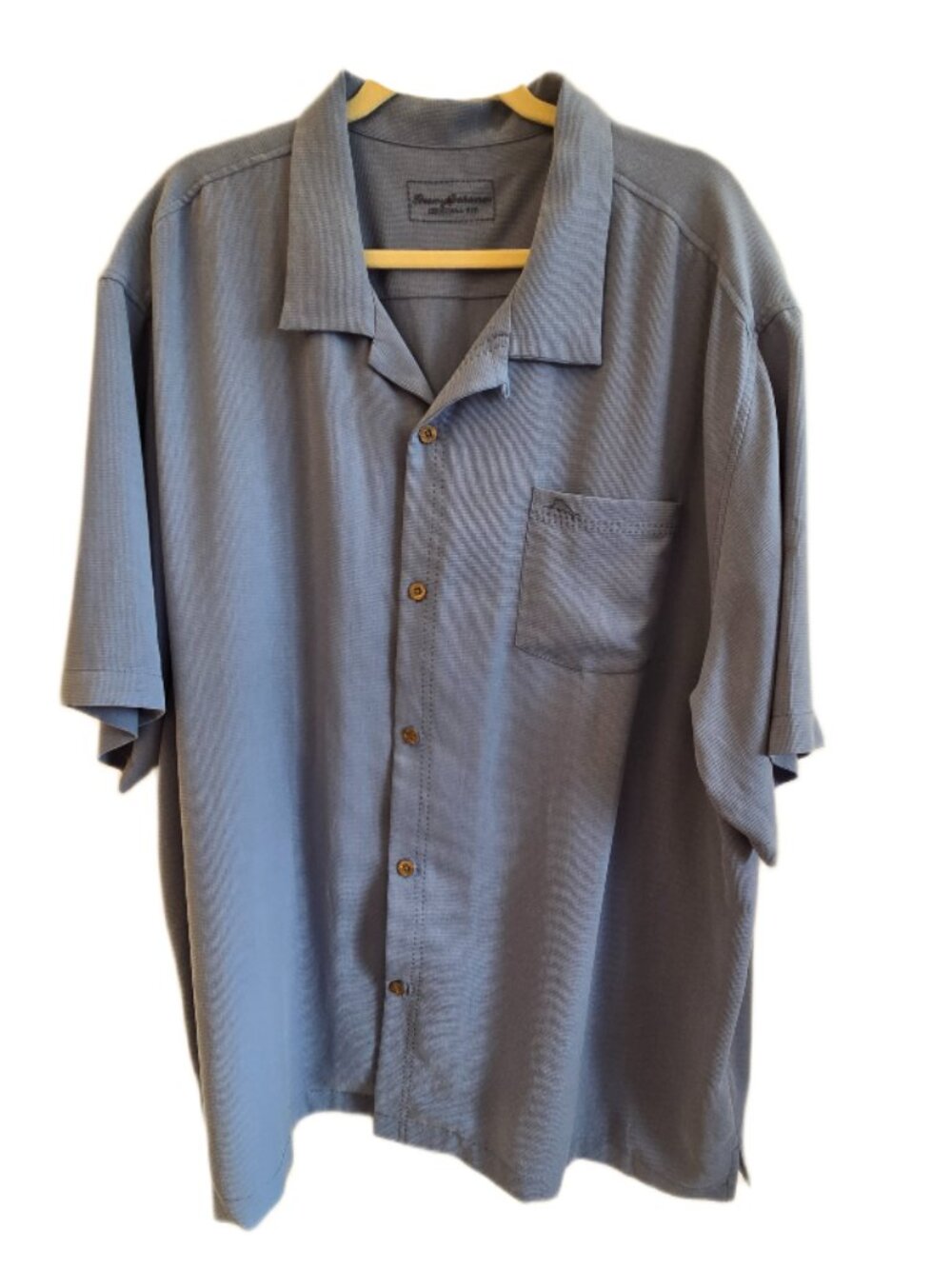 Tommy Bahama Big & Tall Solid Blue Silk Camp Shirt